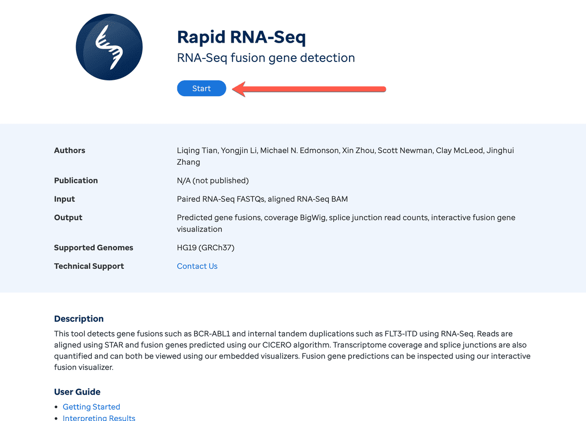 RapidRNASeq startPage